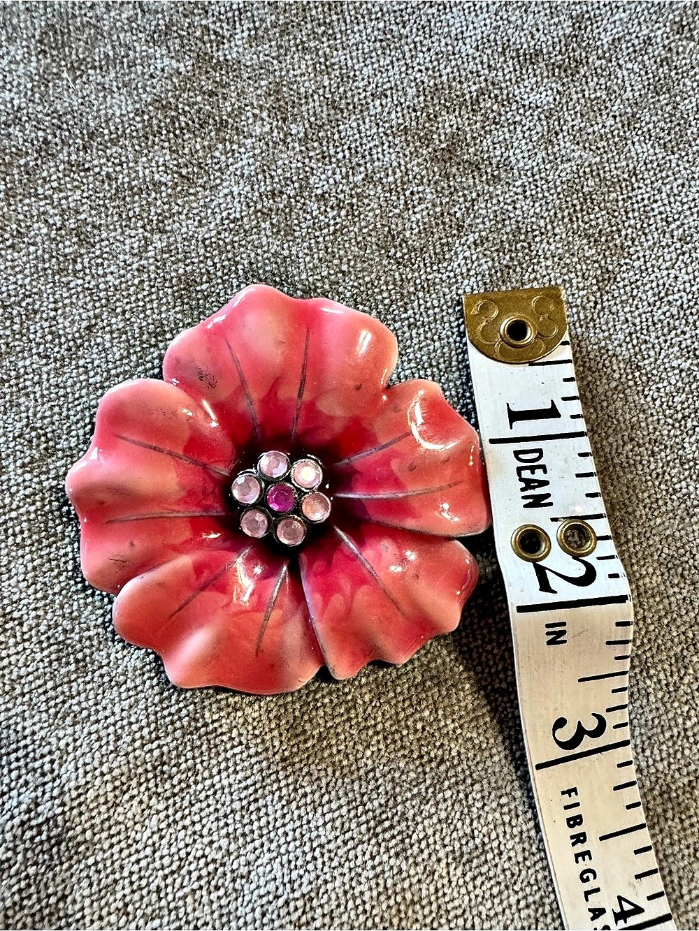 Pink & Red Floral Rhinestone Brooch - Picture 5 of 6